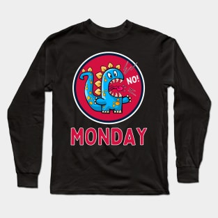 Happy Monday - No! Blue Monster Long Sleeve T-Shirt